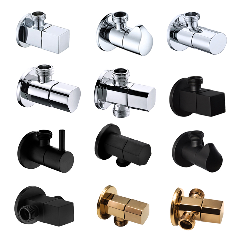 Toilet Fill Valve - Válvula Angular de Latón Cromado, Negro,